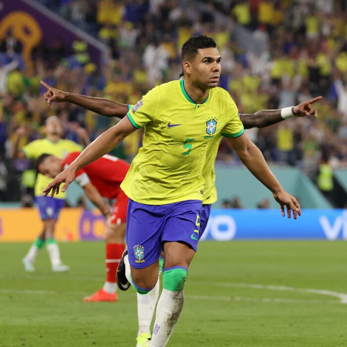 Casemiro festejando su conquista ante Suiza